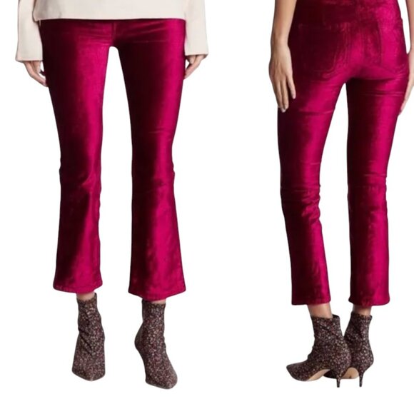 Free People Crushed Velvet Cropped Flared Pants, Magenta, 31 - Picture 13 of 13